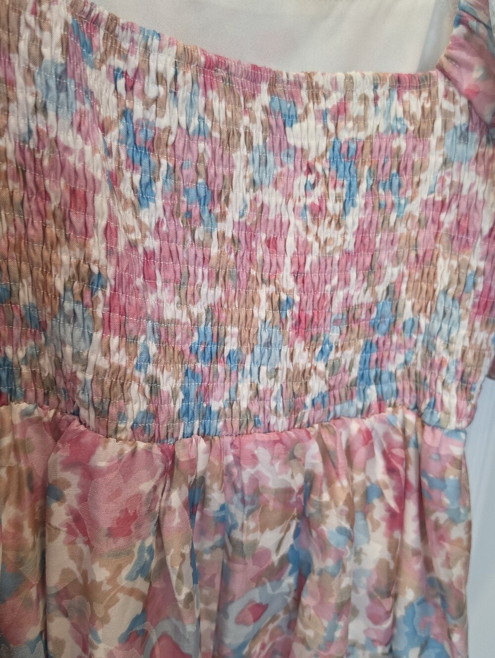 ENTRO Floral Puff Sleeve Square Neck Dress Medium - Picture 3 of 10